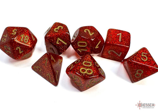 Chessex Glitter Ruby/gold Polyhedral 7-Dice Set