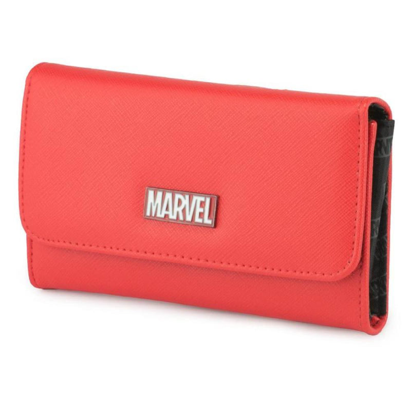 Marvel Brand Brick Metal Emblem Fold Over Saffiano Wallet