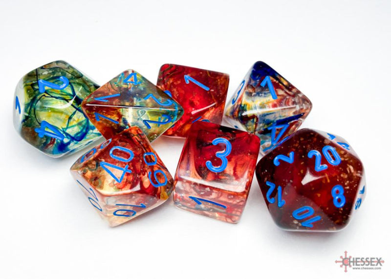 Chessex Nebula Primary/blue Luminary Polyhedral 7-Dice Set