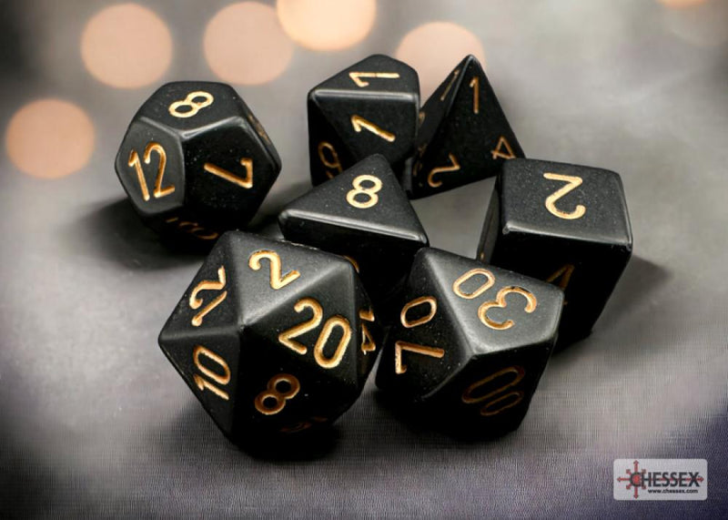 Chessex Opaque Black/gold Polyhedral 7-Dice Set