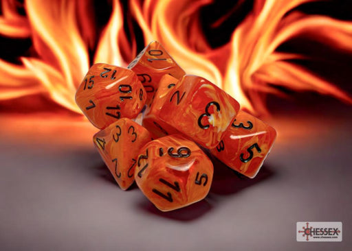 Chessex Vortex Orange/black Polyhedral 7-Dice Set
