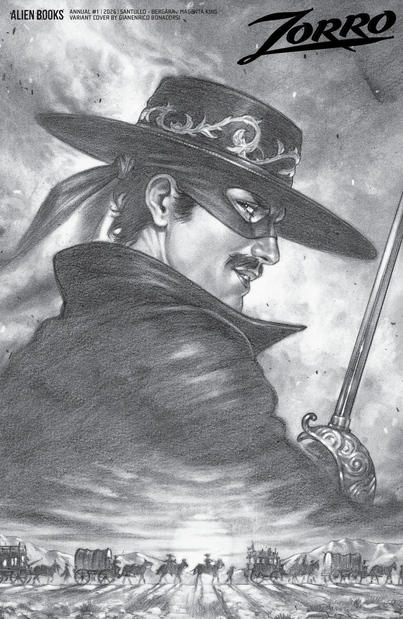 ZORRO ANNUAL #1 VAR D BONACORSI BW CVR D